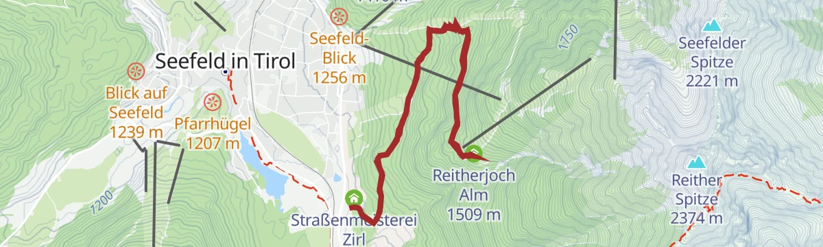 Route map: W32: Winterwanderweg zur Reitherjochalm